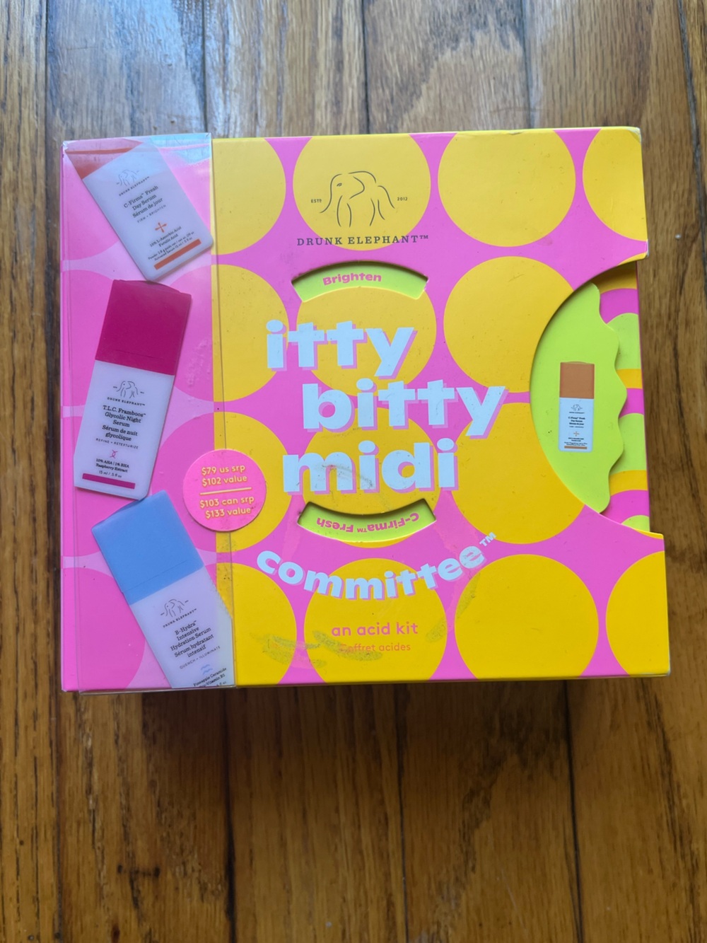 Drunk Elephant Itty Bitty Midi Committee Brighten Acid Kit - THREE serums!
NIB
